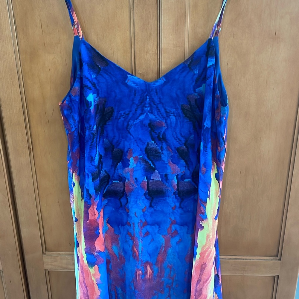 Watercolor Lulus maxi dress slit up the side